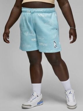 Jordan Women’s Parker Duncan Artist Series Fleece Shorts Bleached Aqua Cloud